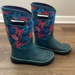 Youth Girls Bogs floral lined rain boots - size youth 3